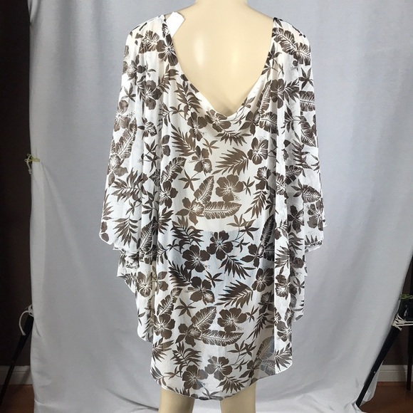 Zuliana Floral Mesh Beach Cover Up Top. One Size Fits Most. Made In USA. New - Picture 4 of 4